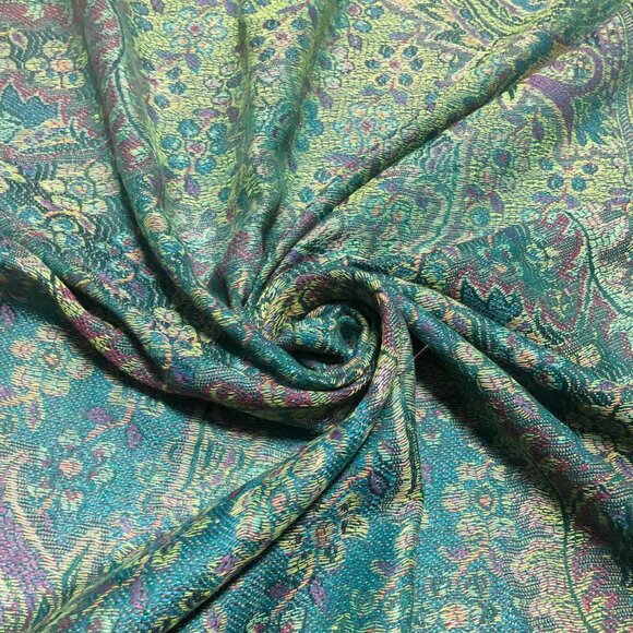Green/Deep Aubergine pashmina Scarf gift idea shawl festival scarf green woman s - Picture 4 of 4